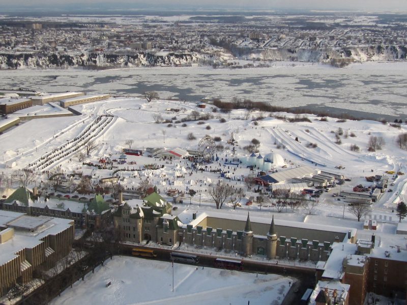 Carnaval de Quebec, Canada. Aerial view, vista aerea. Hiver, invierno, winter.