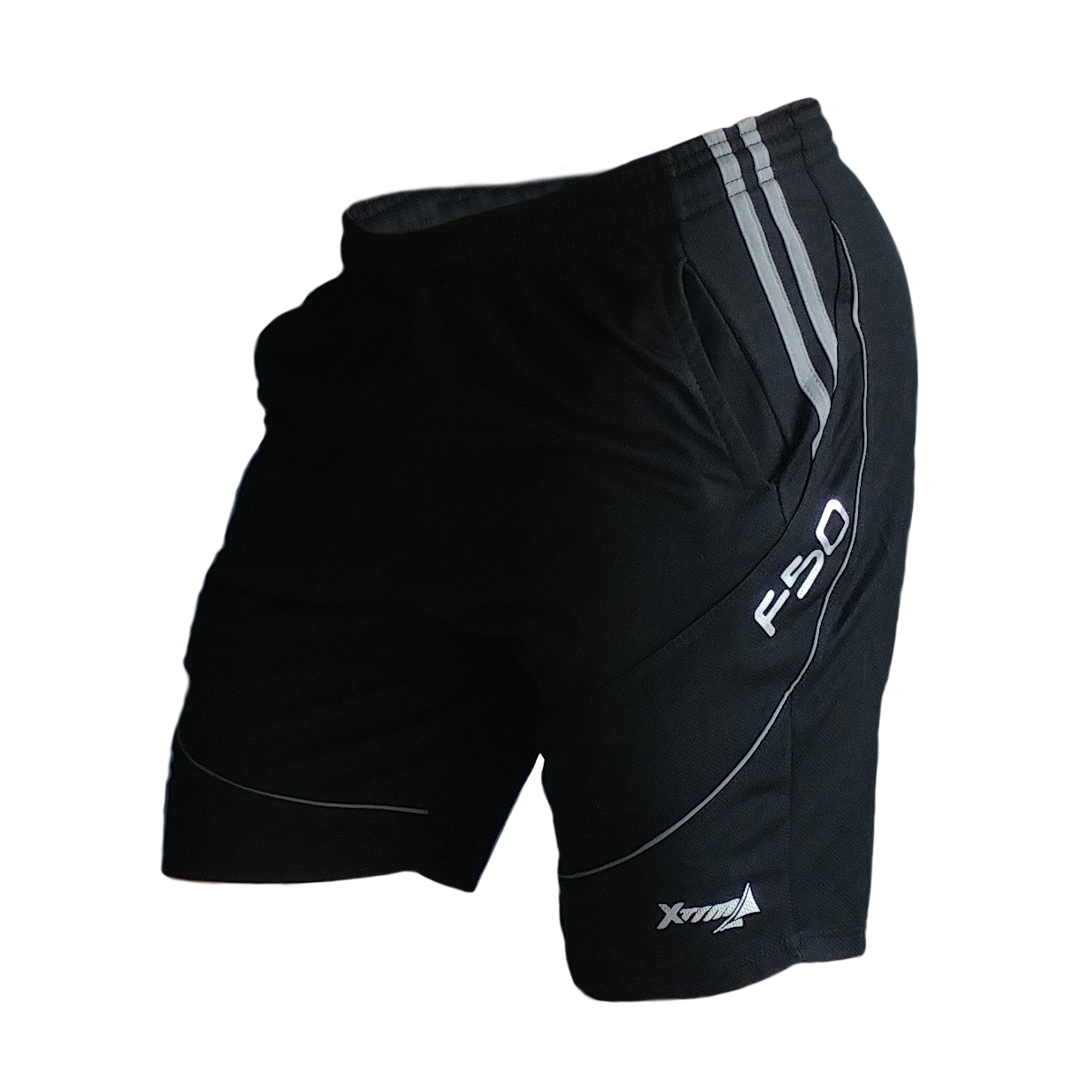 SHORT F50 Holand Negro Gris Lateral 1 Short deportivo hombre. Negro Gris. Ropa deportiva hombre. Tienda para hombres.