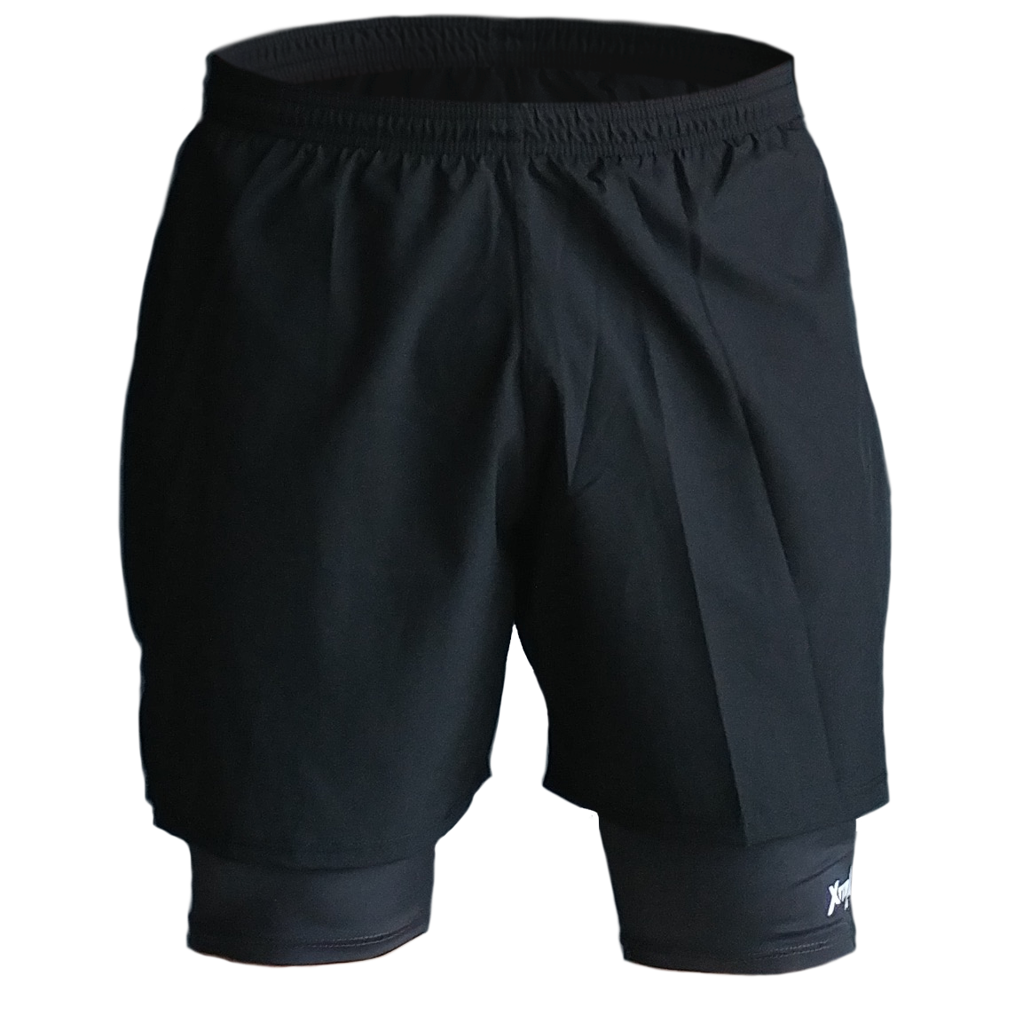 Short deportivo para correr hombre. Licra. Runner shorts. Negro Gris. Ropa deportiva hombre. Tienda para hombres.