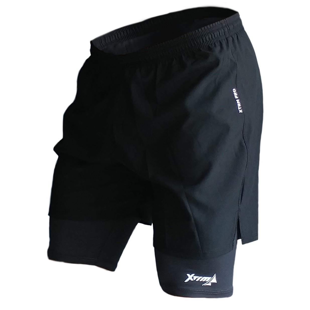 Short deportivo para correr hombre. Licra. Runner shorts. Negro Gris. Ropa deportiva hombre. Tienda para hombres.