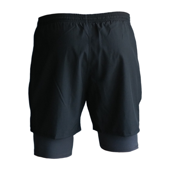 Short deportivo para correr hombre. Licra. Runner shorts. Negro Gris. Ropa deportiva hombre. Tienda para hombres.