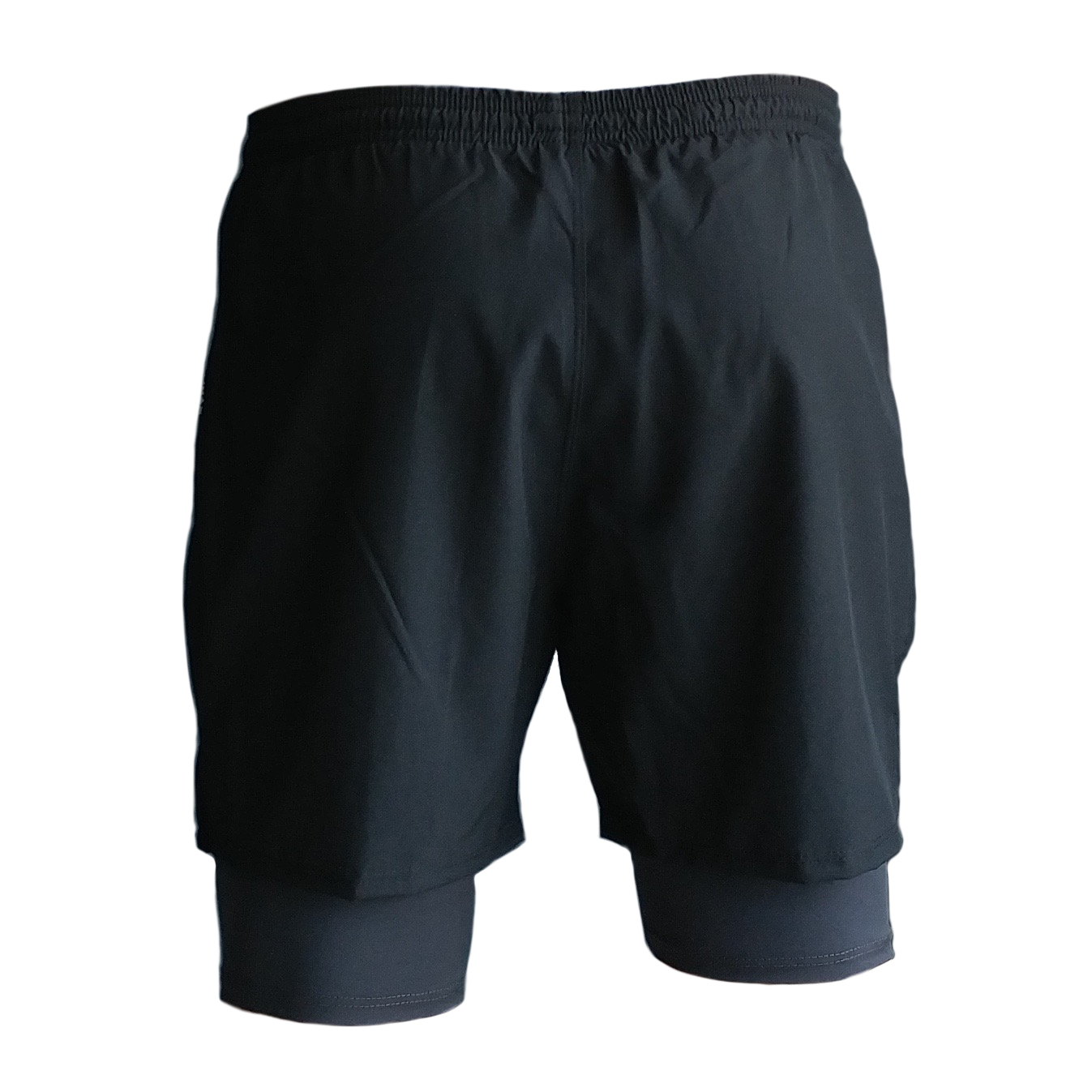 Short deportivo para correr hombre. Licra. Runner shorts. Negro Gris. Ropa deportiva hombre. Tienda para hombres.
