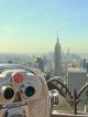 New York City view with a tower viewer on the front and the Empire State on the background, from the Top of The Rock Observation Deck. NYC. Vista desde lo alto, observatorio Nueva York. Manhattan.