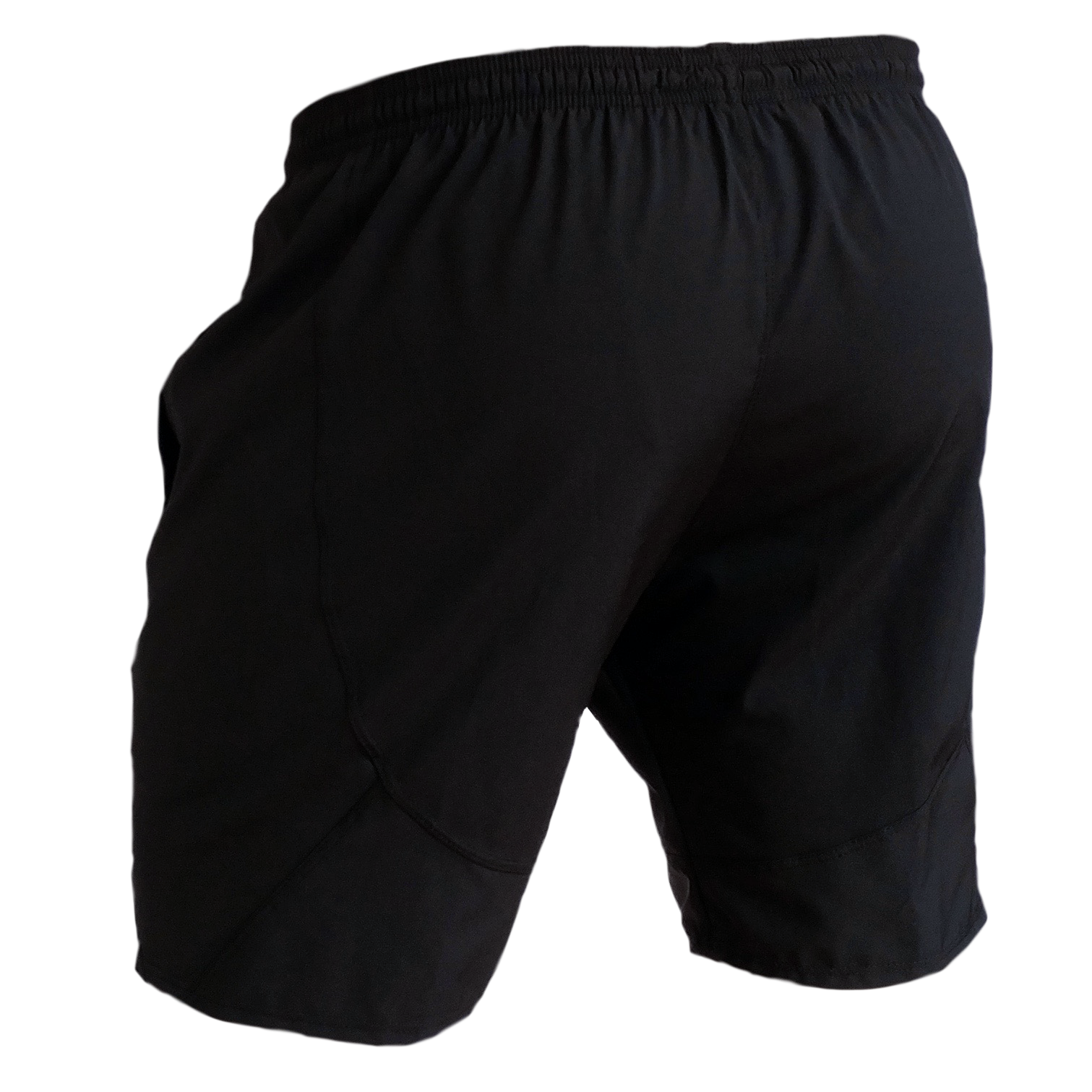 Short deportivo hombre Destroyer, corredor, correr, runner, tela lona ligera impermeable. Negro Negro. Ropa deportiva hombre. Tienda.