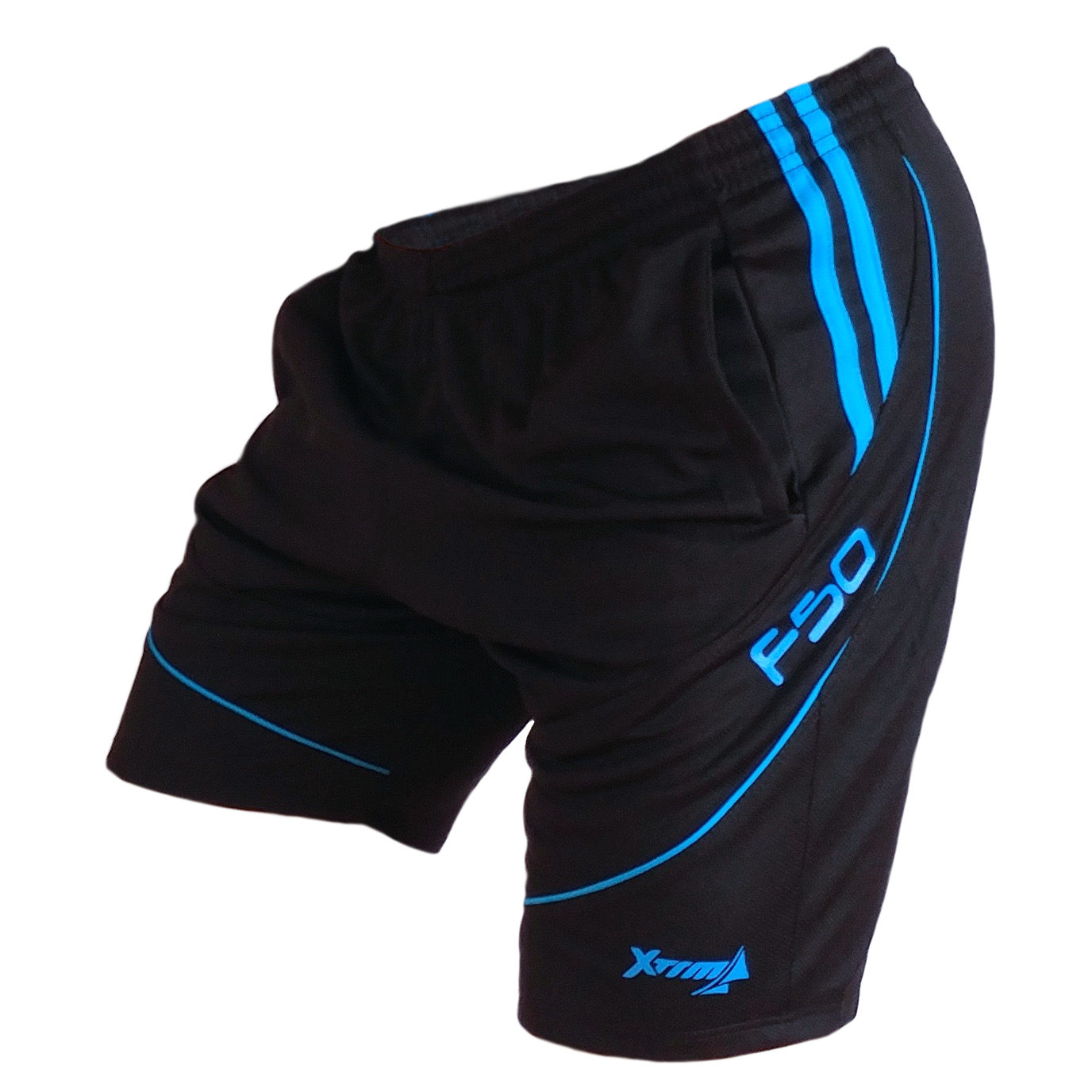 SHORT F50 Holand Negro Azul Neon Lateral Short deportivo hombre. Negro Azul Neon. Ropa deportiva hombre. Tienda para hombres.