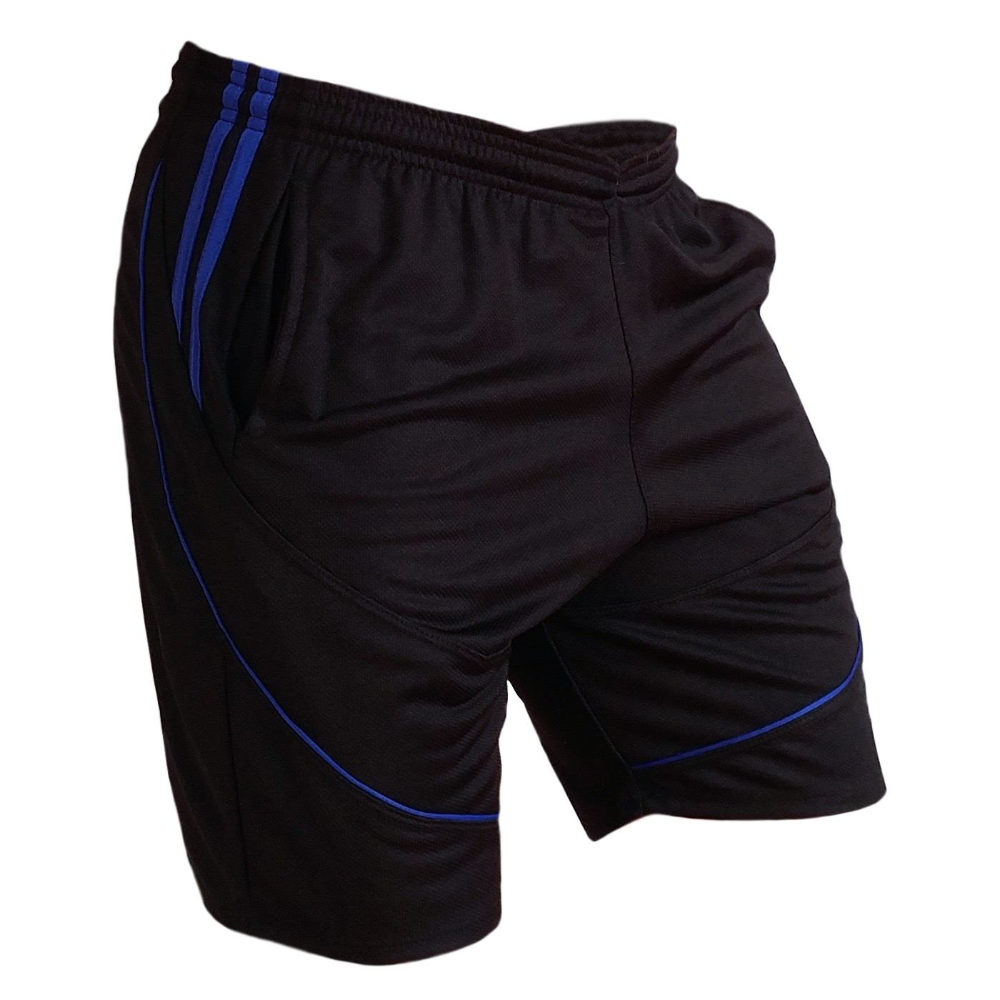 SHORT F50 Holand Negro Azul Rey Lateral 2 Short deportivo hombre. Negro Azul Rey. Ropa deportiva hombre. Tienda para hombres.