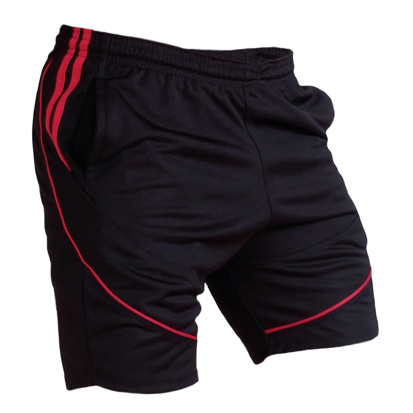 SHORT F50 Holand Negro Rojo Lateral 2 Short deportivo hombre. Negro Rojo. Ropa deportiva hombre. Tienda para hombres.