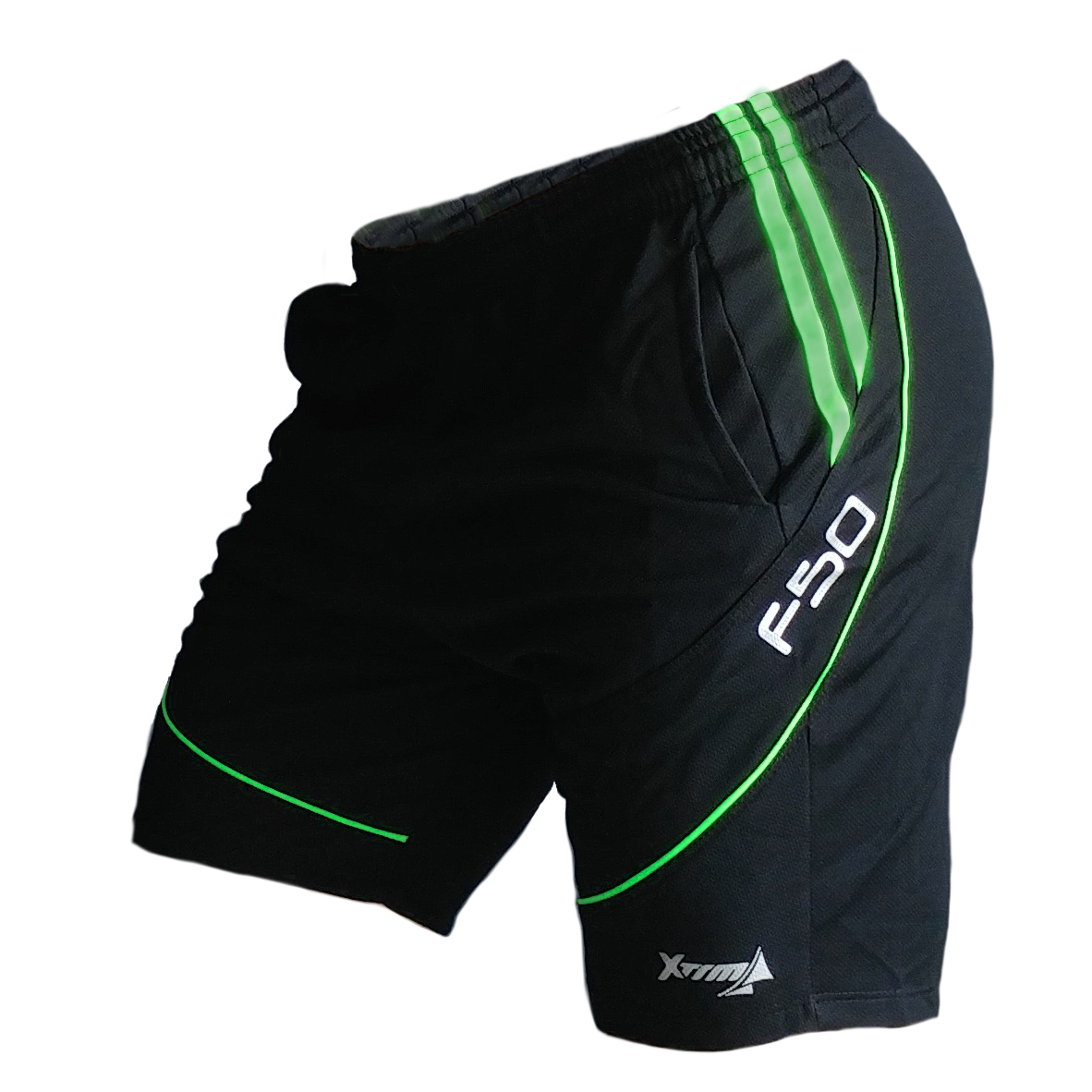 SHORT F50 Holand Negro Verde Neon Lateral Short deportivo hombre. Negro Verde Neon. Ropa deportiva hombre. Tienda para hombres.