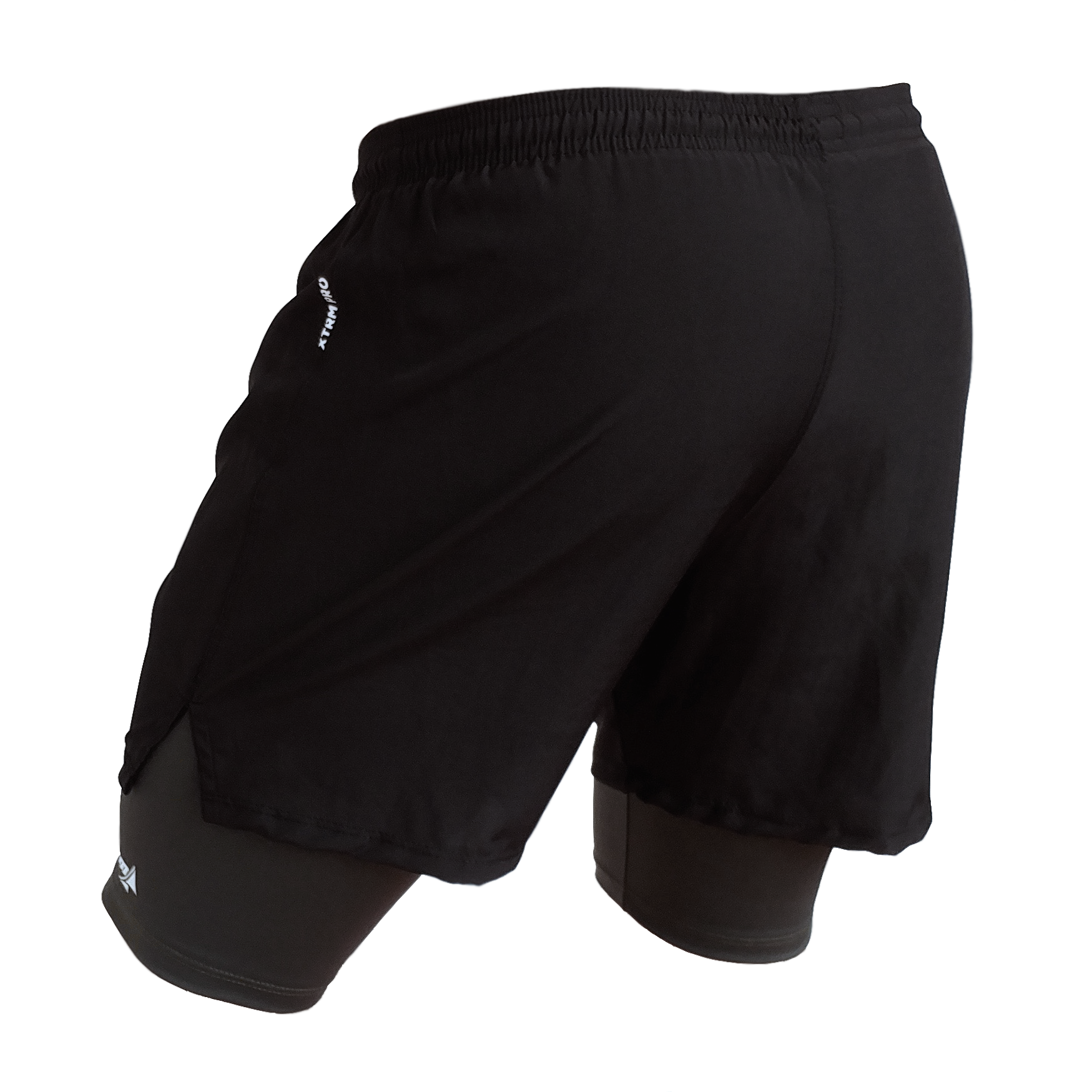Short deportivo con licra, para hombre. Correr, corredor. Runner shorts. Negro Verde Militar. Ropa deportiva hombre. Tienda.