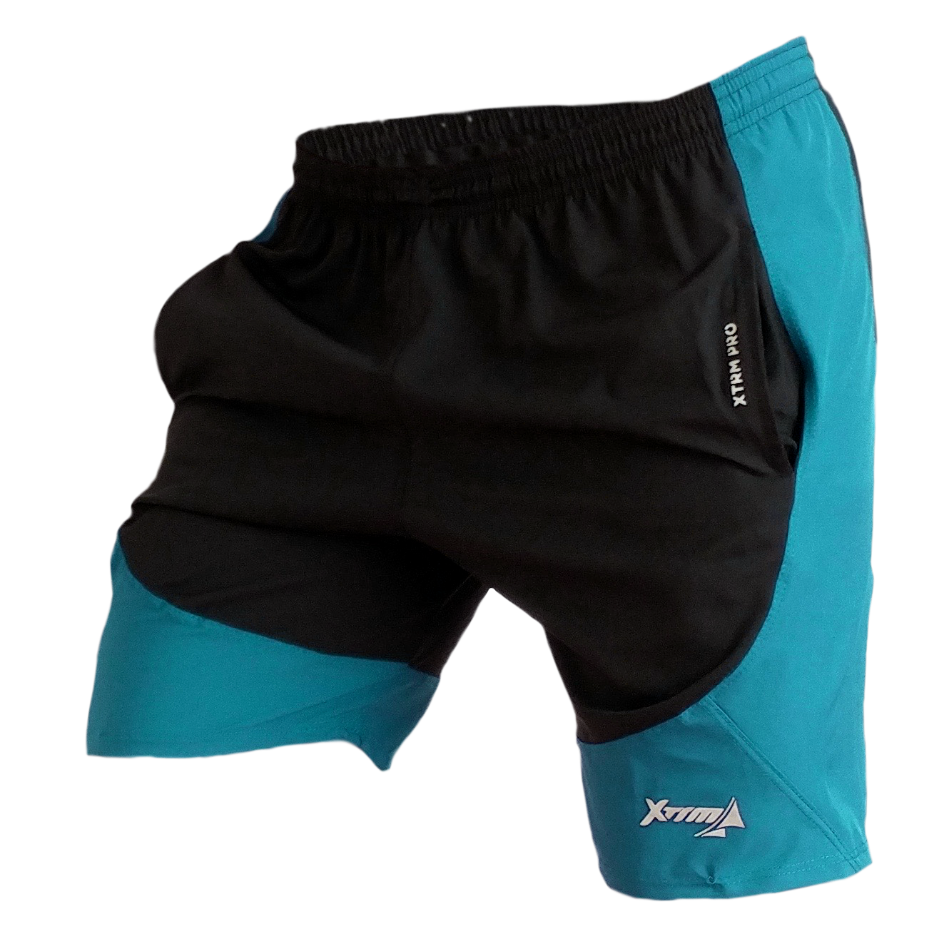 Short deportivo hombre Destroyer, corredor, correr, runner, tela lona ligera impermeable. Negro Azul Neon. Ropa deportiva hombre. Tienda.