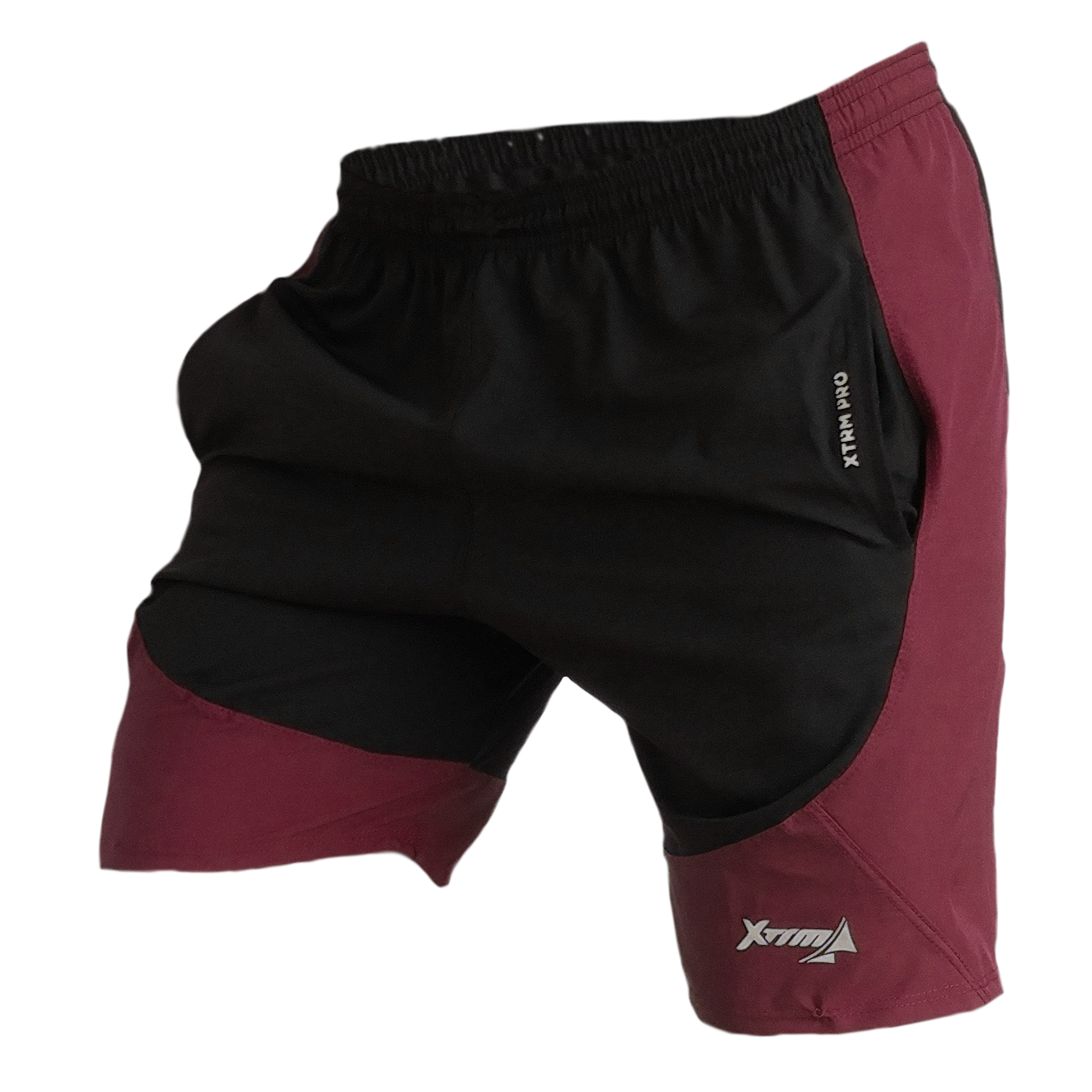 Short deportivo hombre Destroyer, corredor, correr, runner, tela lona ligera impermeable. Negro Vino. Ropa deportiva hombre. Tienda.